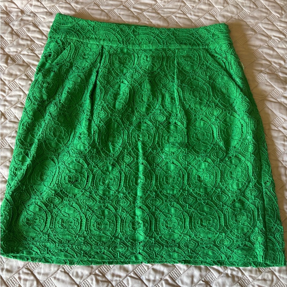 Anthropology Green Lace Skirt